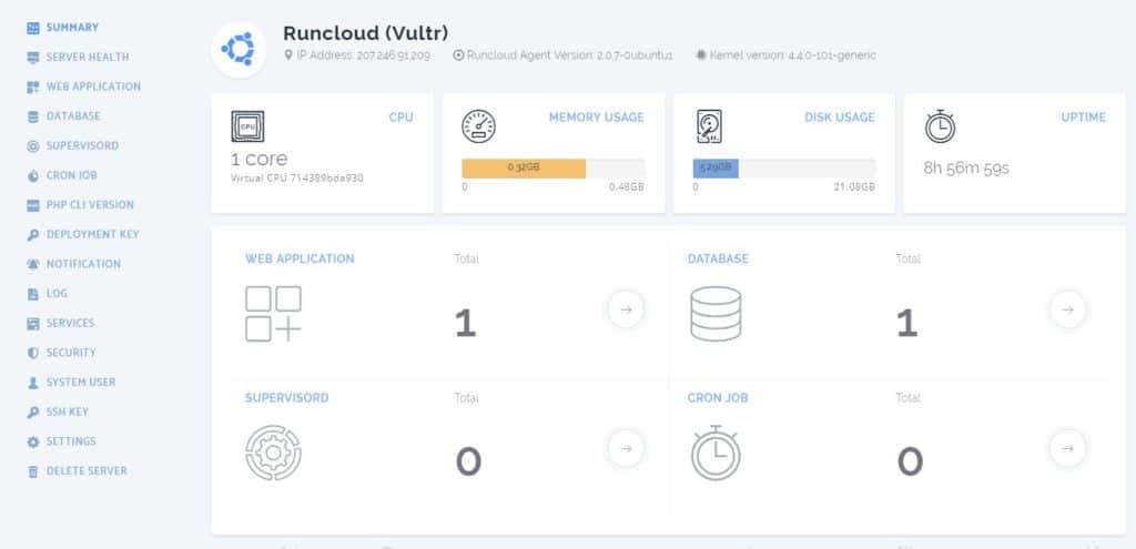 RunCloud Dashboard