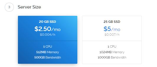 select server size on Vultr