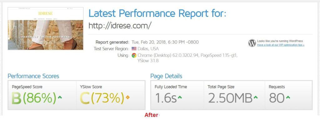 optimized load time after wordpress speed up service