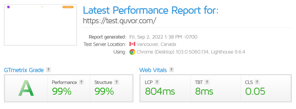 GTmetrix results after deferring JavaScript