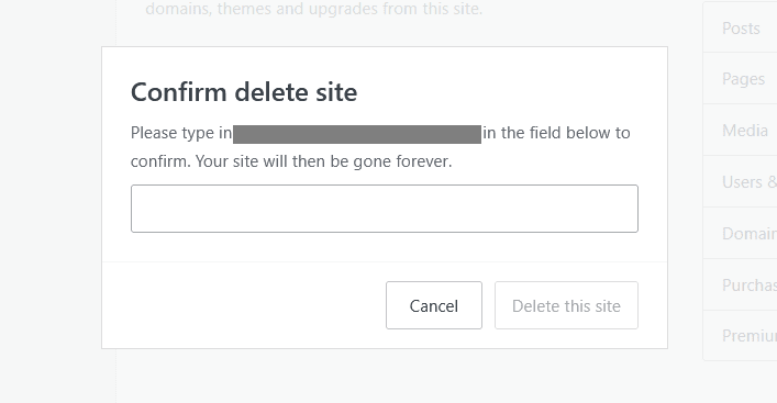 WordPress website deletion